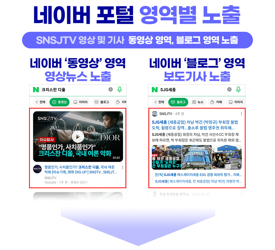 네이버 포털 영역별 노출