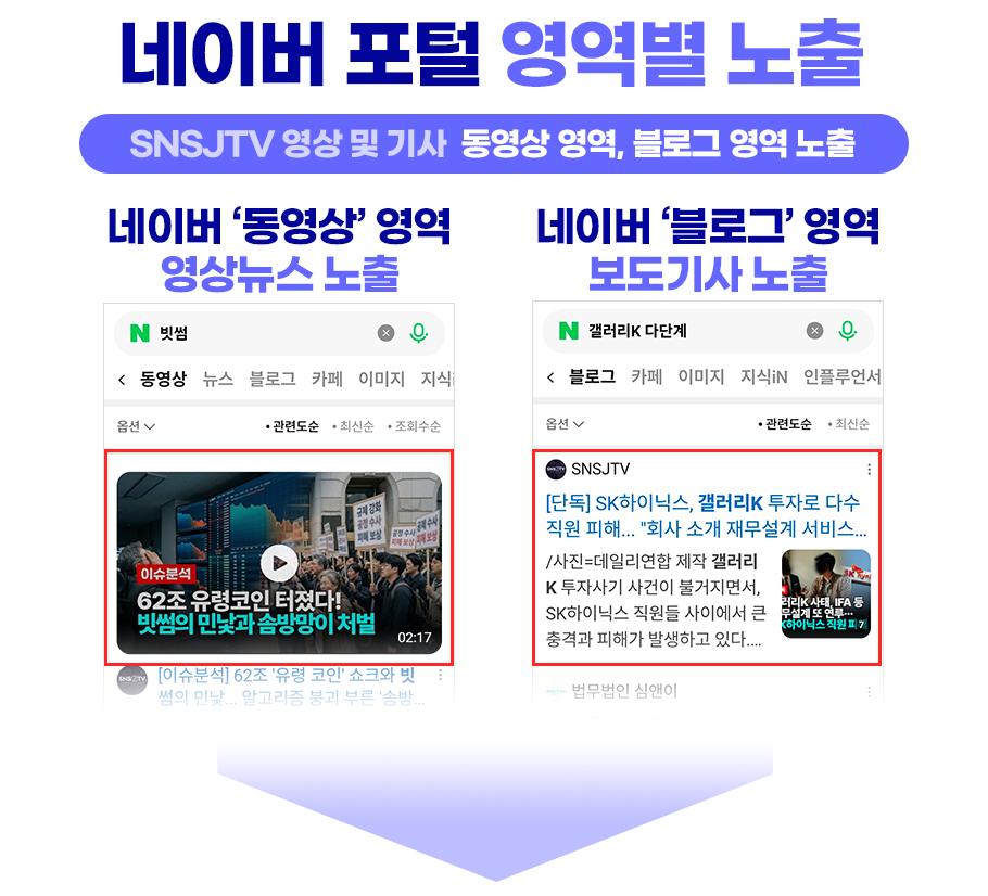 네이버 포털 영역별 노출