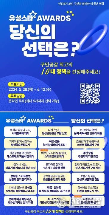 유성구, 민선8기 유성을 빛낸 10대 정책 설문조사 홍보물